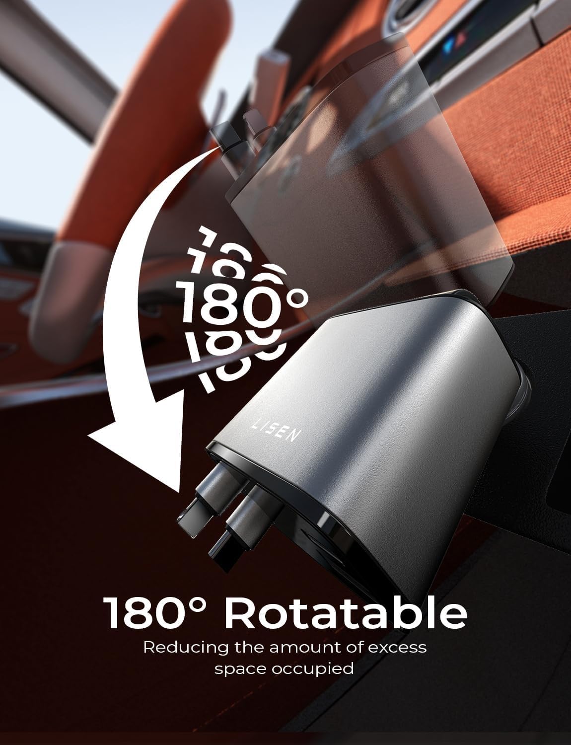 LISEN 4-in-1 Retractable Car Charger – 84W USB-C Fast Charge for iPhone & Samsung