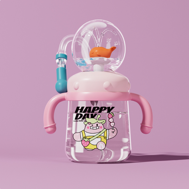 Kids Whale Water Bottle – Leakproof Tritan Sippy Cup with Cartoon Design