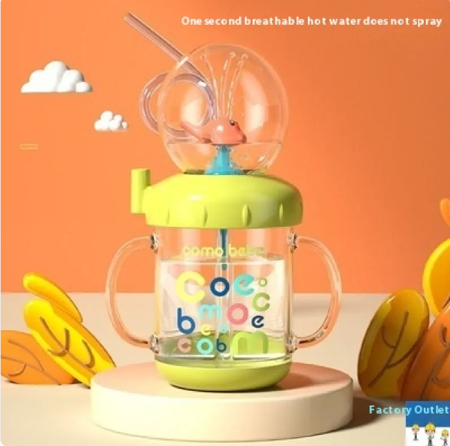 Kids Whale Water Bottle – Leakproof Tritan Sippy Cup with Cartoon Design