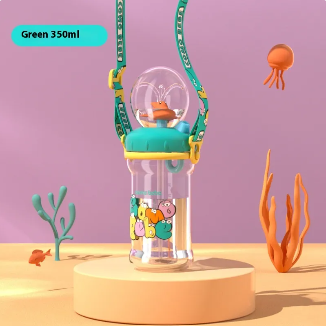 Kids Whale Water Bottle – Leakproof Tritan Sippy Cup with Cartoon Design