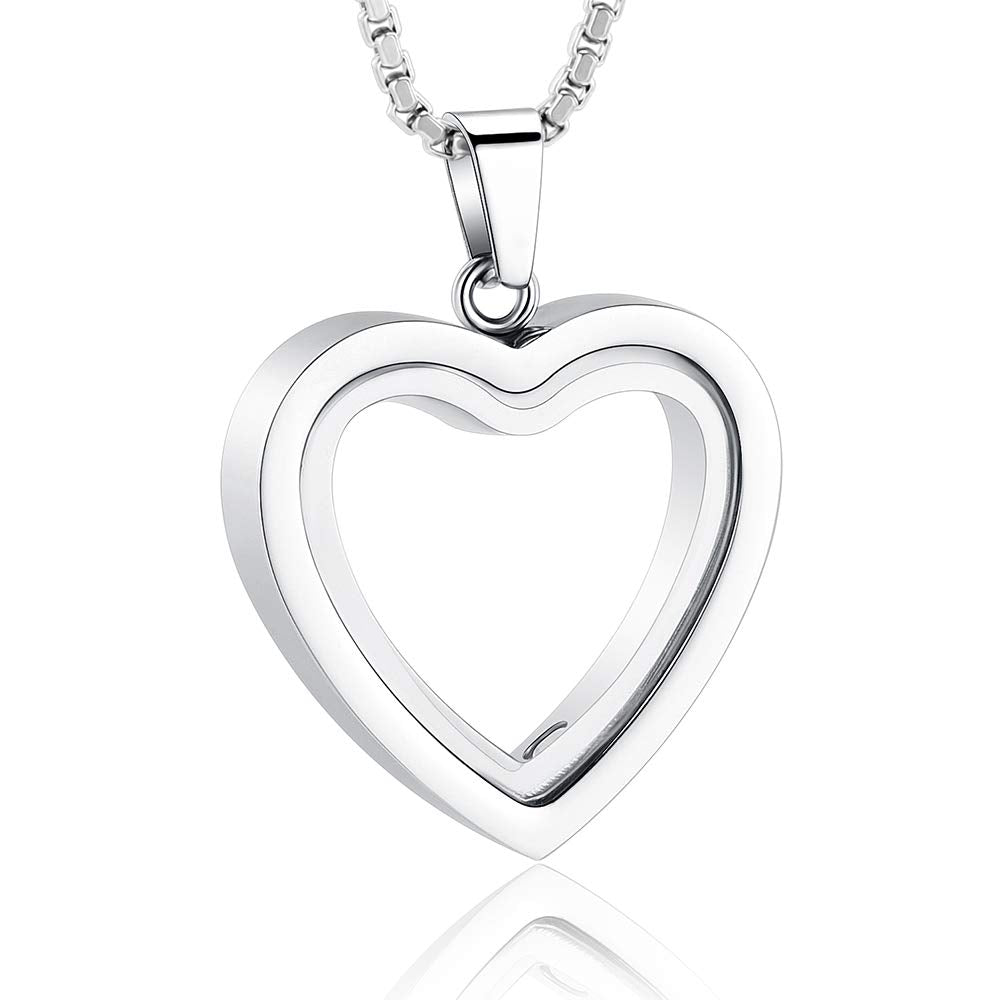 Glass Heart Cremation Urn Necklace – Memorial Keepsake Jewelry for Ashes