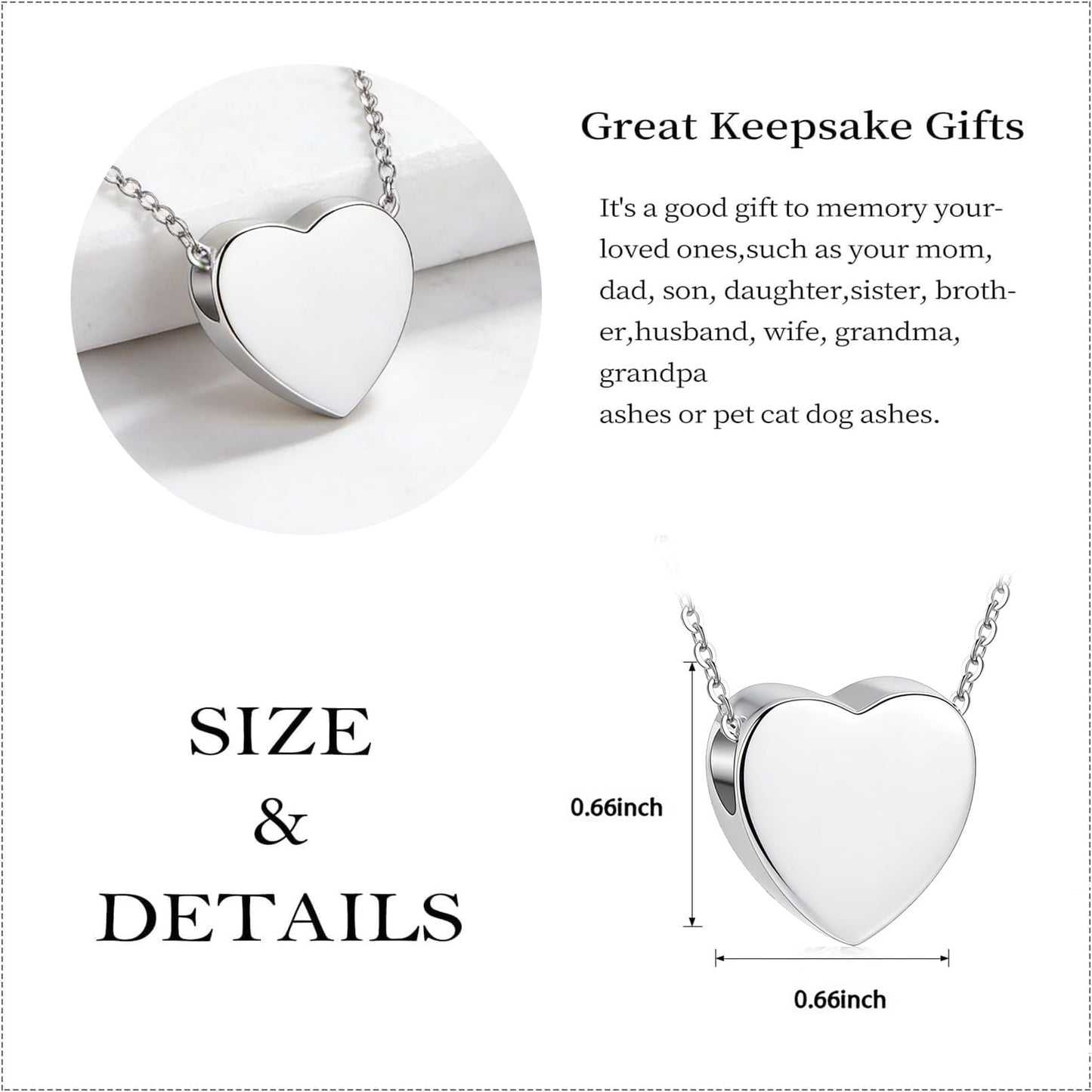 Glass Heart Cremation Urn Necklace – Memorial Keepsake Jewelry for Ashes