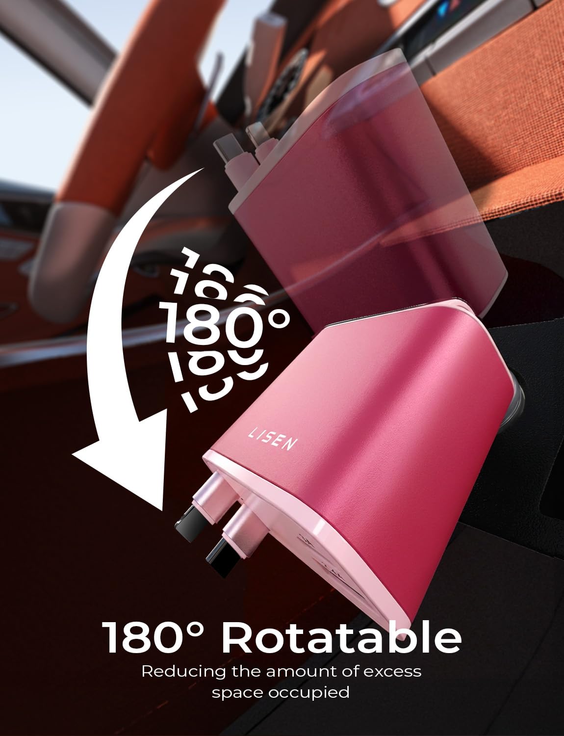 LISEN 4-in-1 Retractable Car Charger – 84W USB-C Fast Charge for iPhone & Samsung