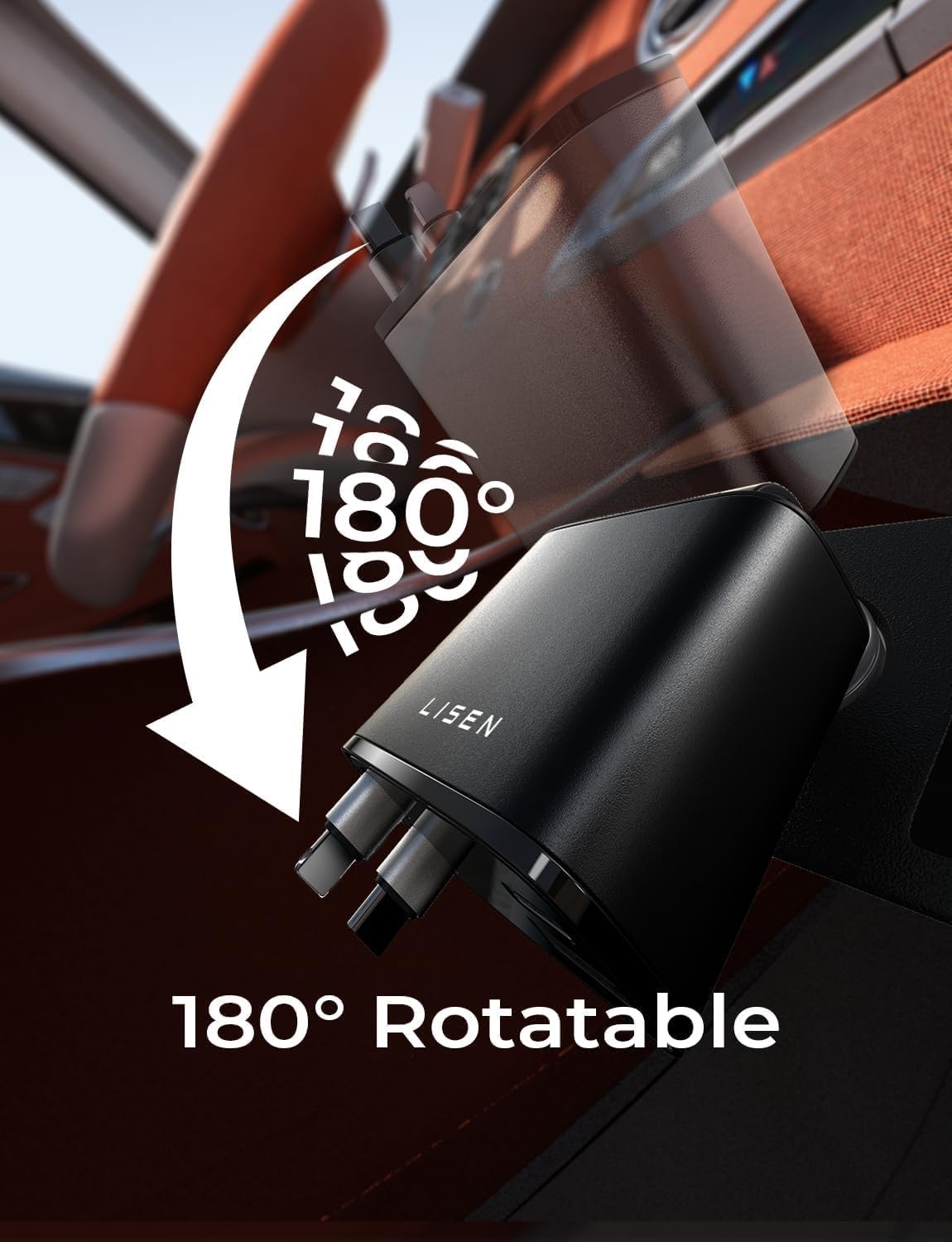LISEN 4-in-1 Retractable Car Charger – 84W USB-C Fast Charge for iPhone & Samsung