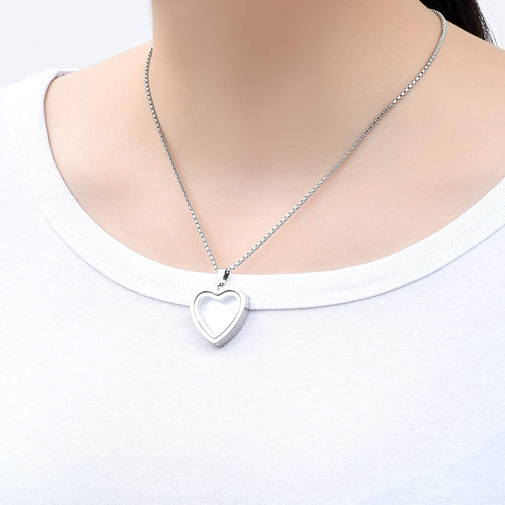 Glass Heart Cremation Urn Necklace – Memorial Keepsake Jewelry for Ashes