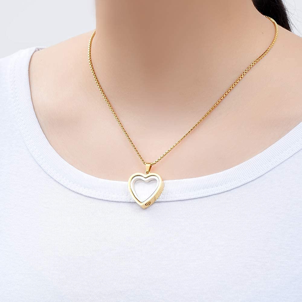 Glass Heart Cremation Urn Necklace – Memorial Keepsake Jewelry for Ashes