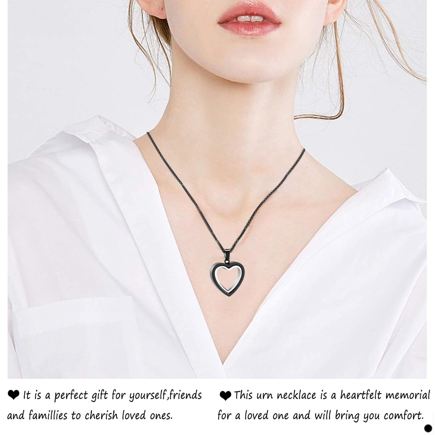 Glass Heart Cremation Urn Necklace – Memorial Keepsake Jewelry for Ashes