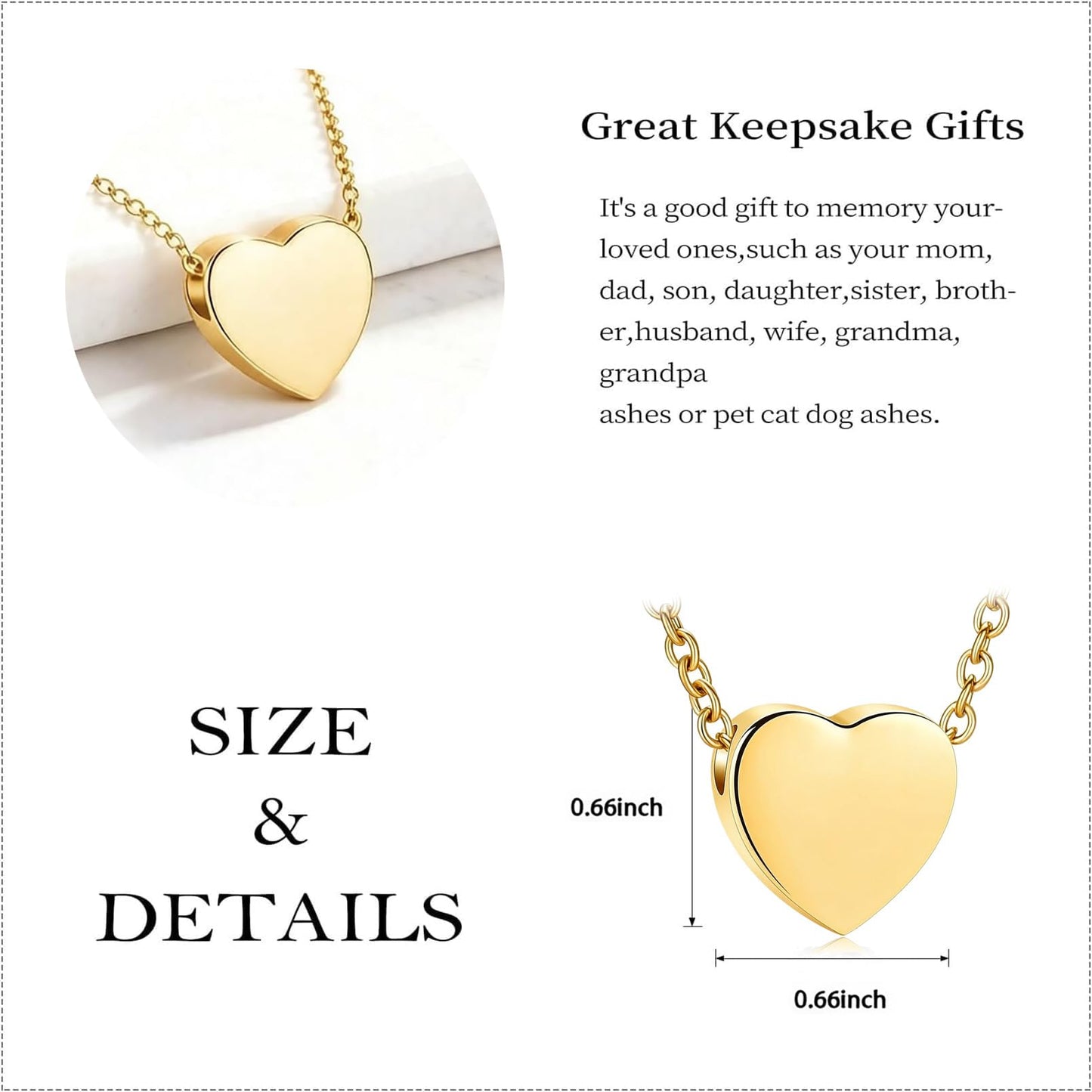 Glass Heart Cremation Urn Necklace – Memorial Keepsake Jewelry for Ashes