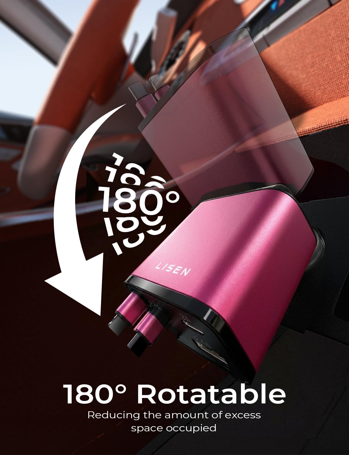 LISEN 4-in-1 Retractable Car Charger – 84W USB-C Fast Charge for iPhone & Samsung