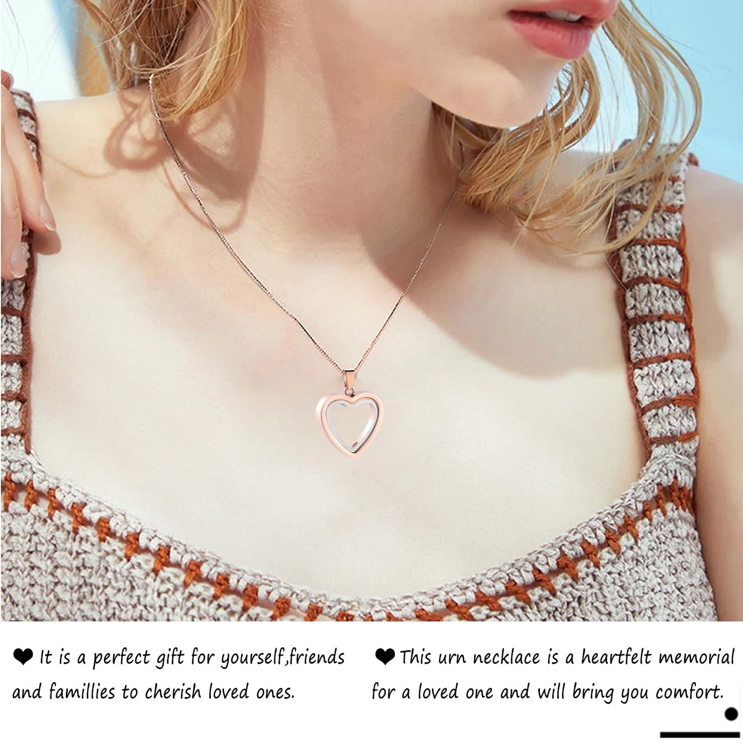Glass Heart Cremation Urn Necklace – Memorial Keepsake Jewelry for Ashes