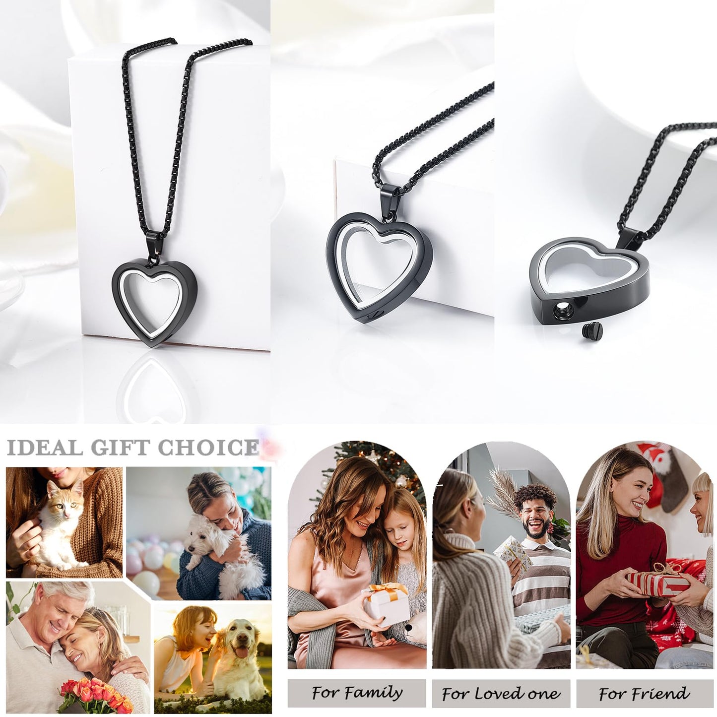 Glass Heart Cremation Urn Necklace – Memorial Keepsake Jewelry for Ashes