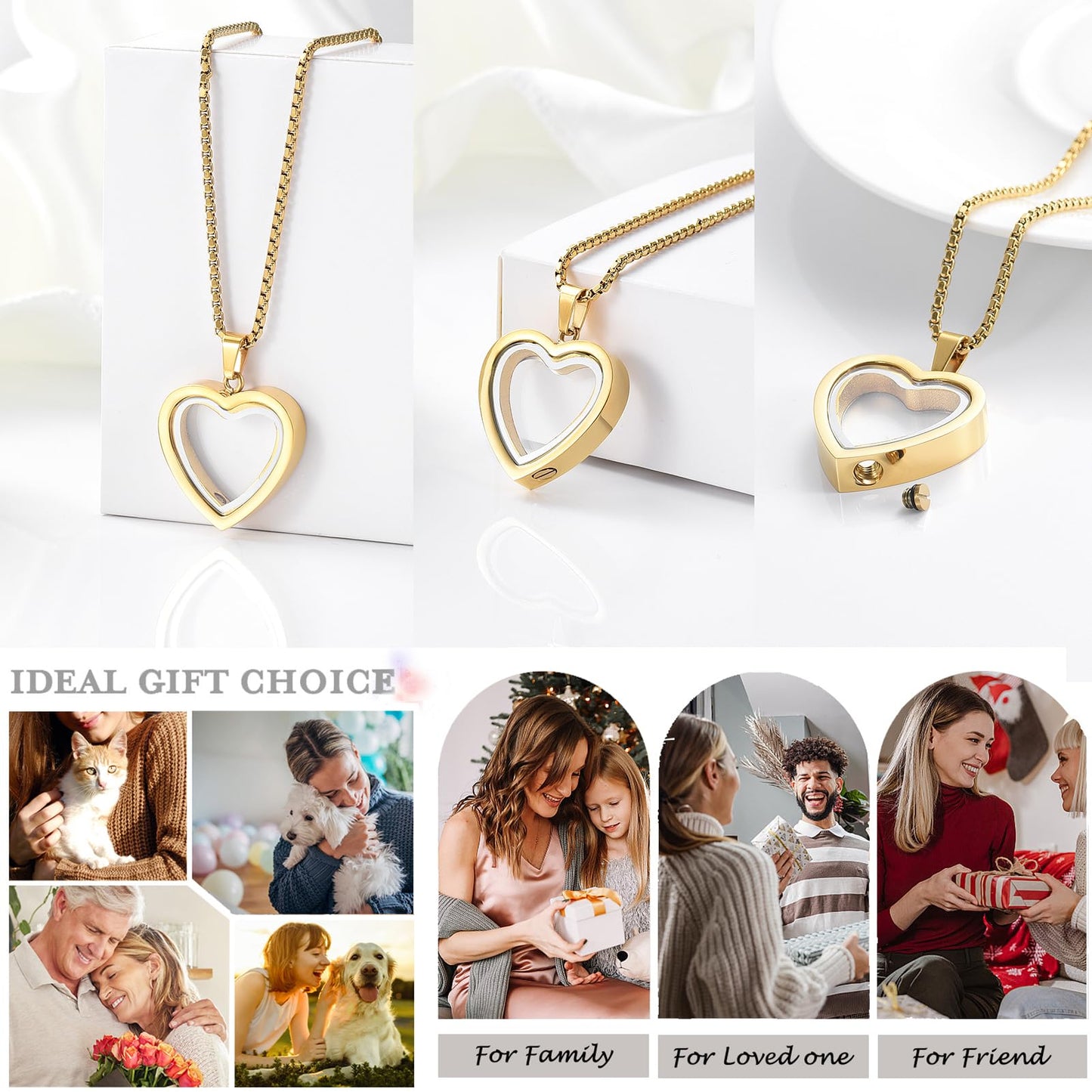 Glass Heart Cremation Urn Necklace – Memorial Keepsake Jewelry for Ashes
