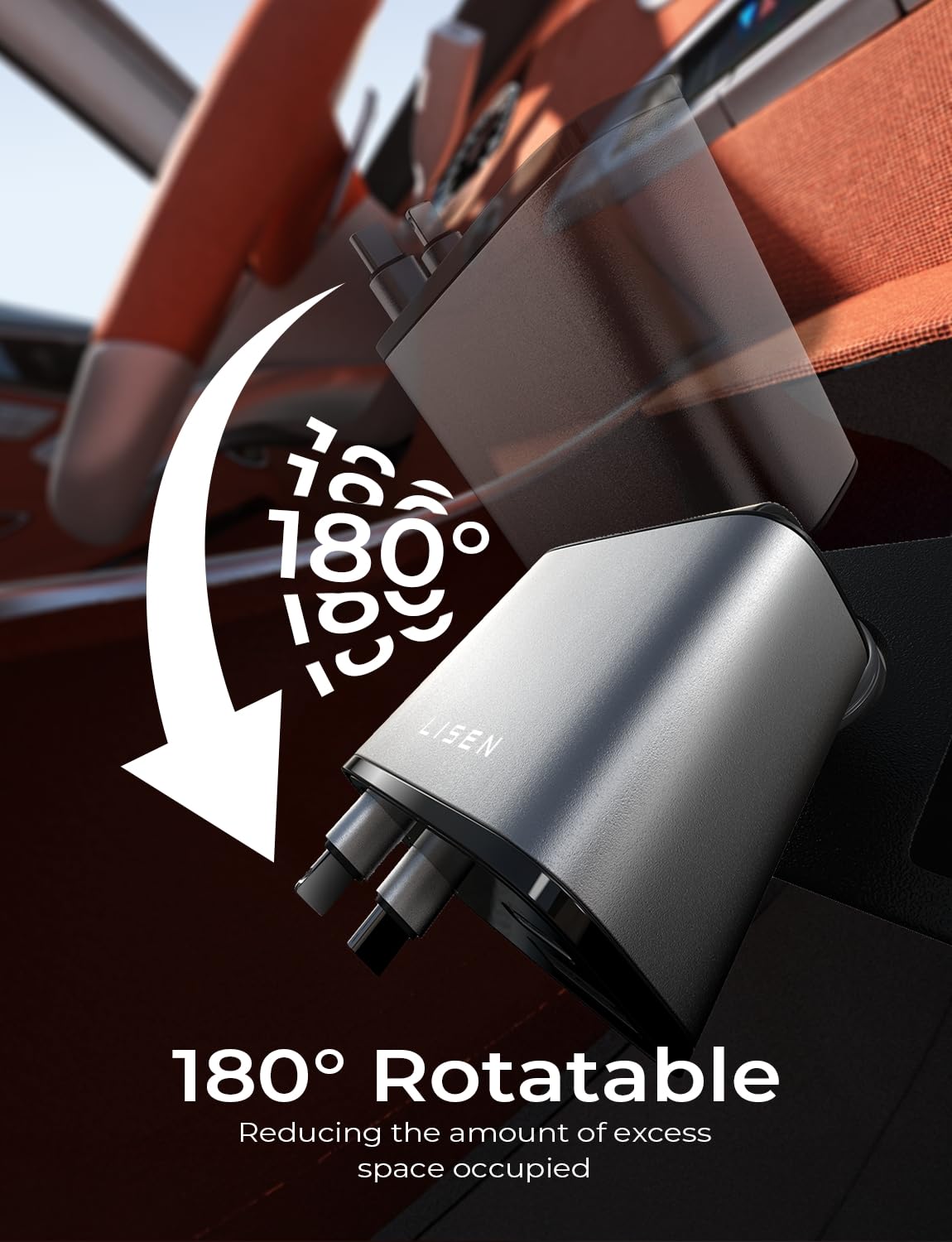 LISEN 4-in-1 Retractable Car Charger – 84W USB-C Fast Charge for iPhone & Samsung