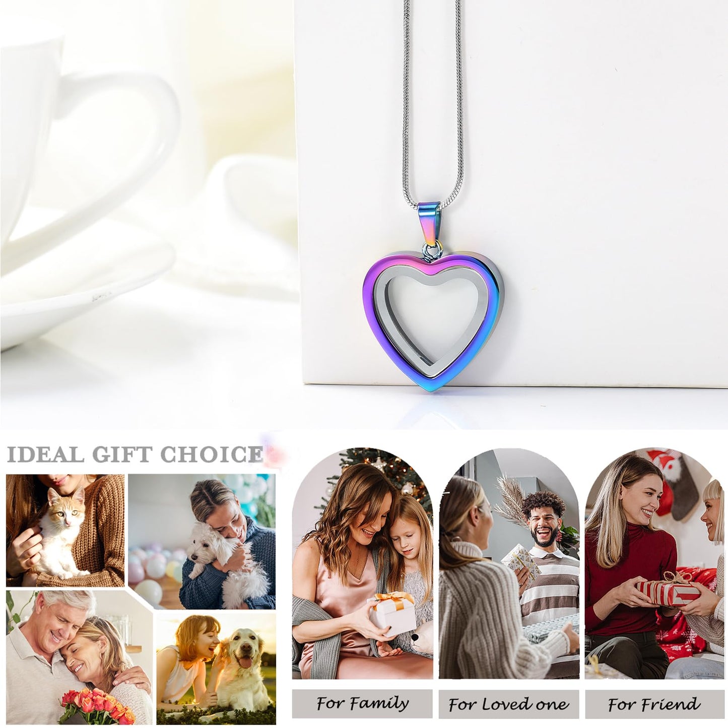 Glass Heart Cremation Urn Necklace – Memorial Keepsake Jewelry for Ashes