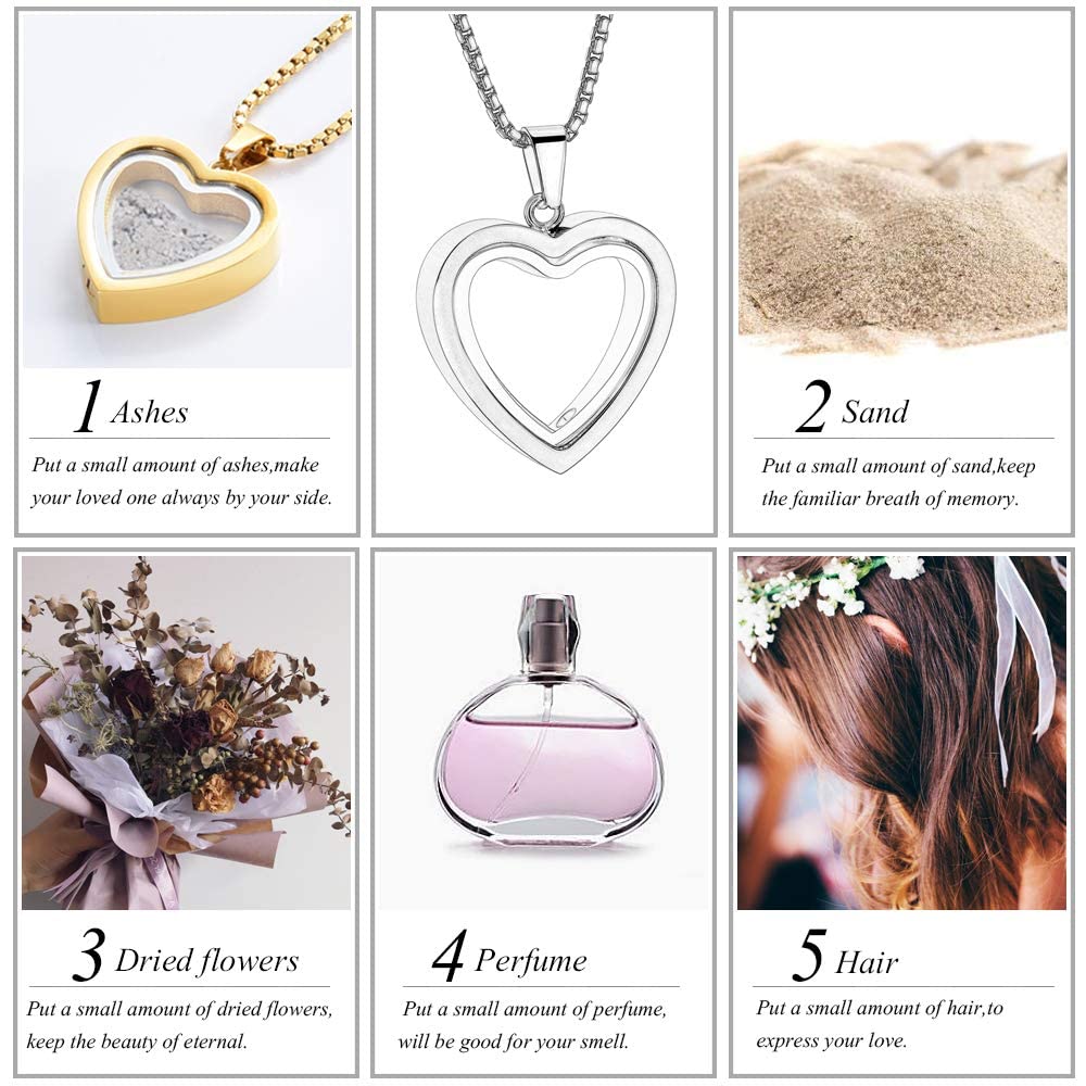 Glass Heart Cremation Urn Necklace – Memorial Keepsake Jewelry for Ashes