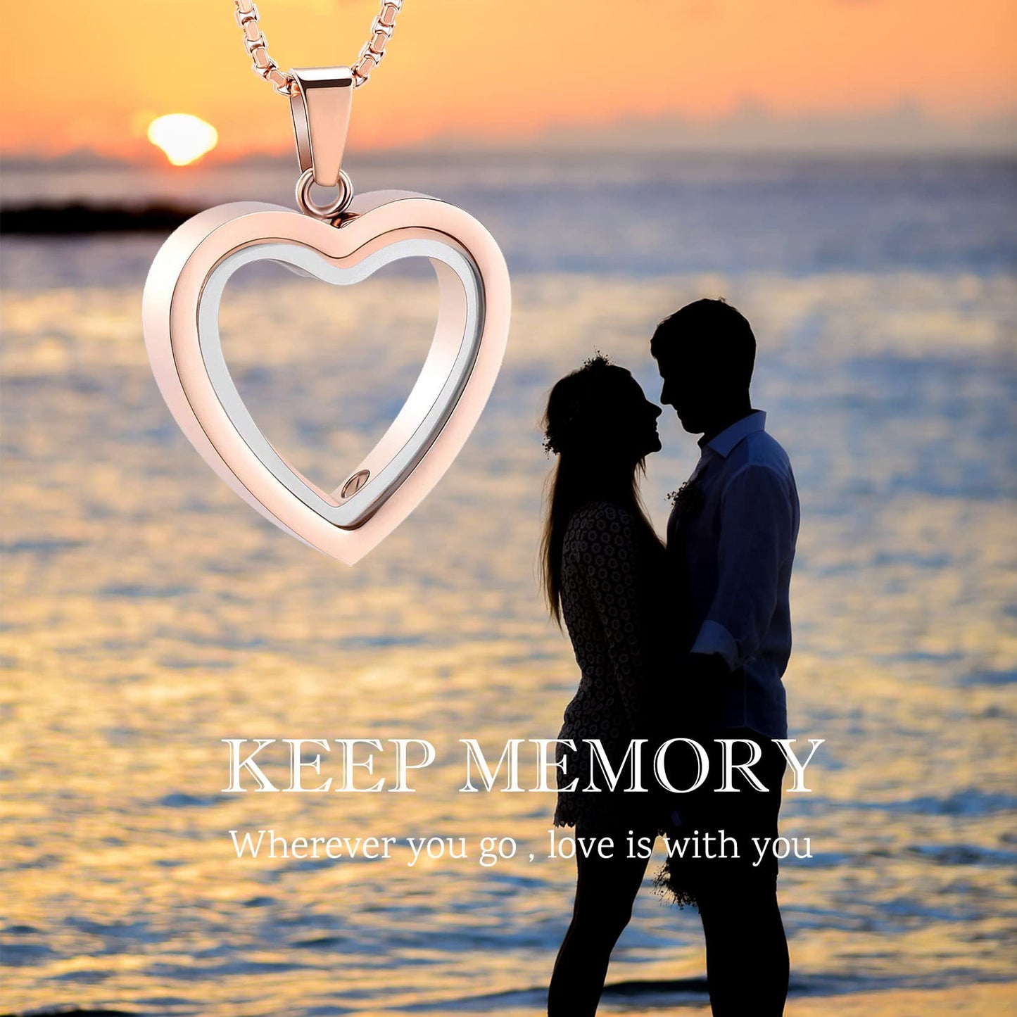 Glass Heart Cremation Urn Necklace – Memorial Keepsake Jewelry for Ashes