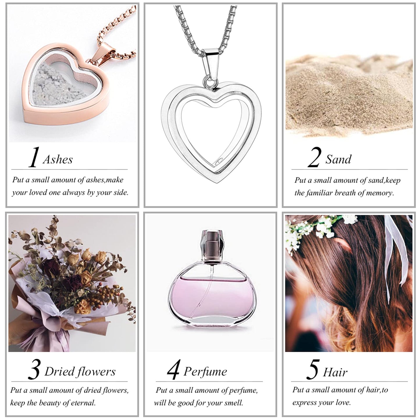 Glass Heart Cremation Urn Necklace – Memorial Keepsake Jewelry for Ashes
