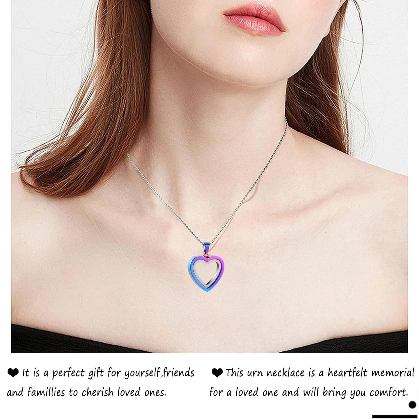 Glass Heart Cremation Urn Necklace – Memorial Keepsake Jewelry for Ashes