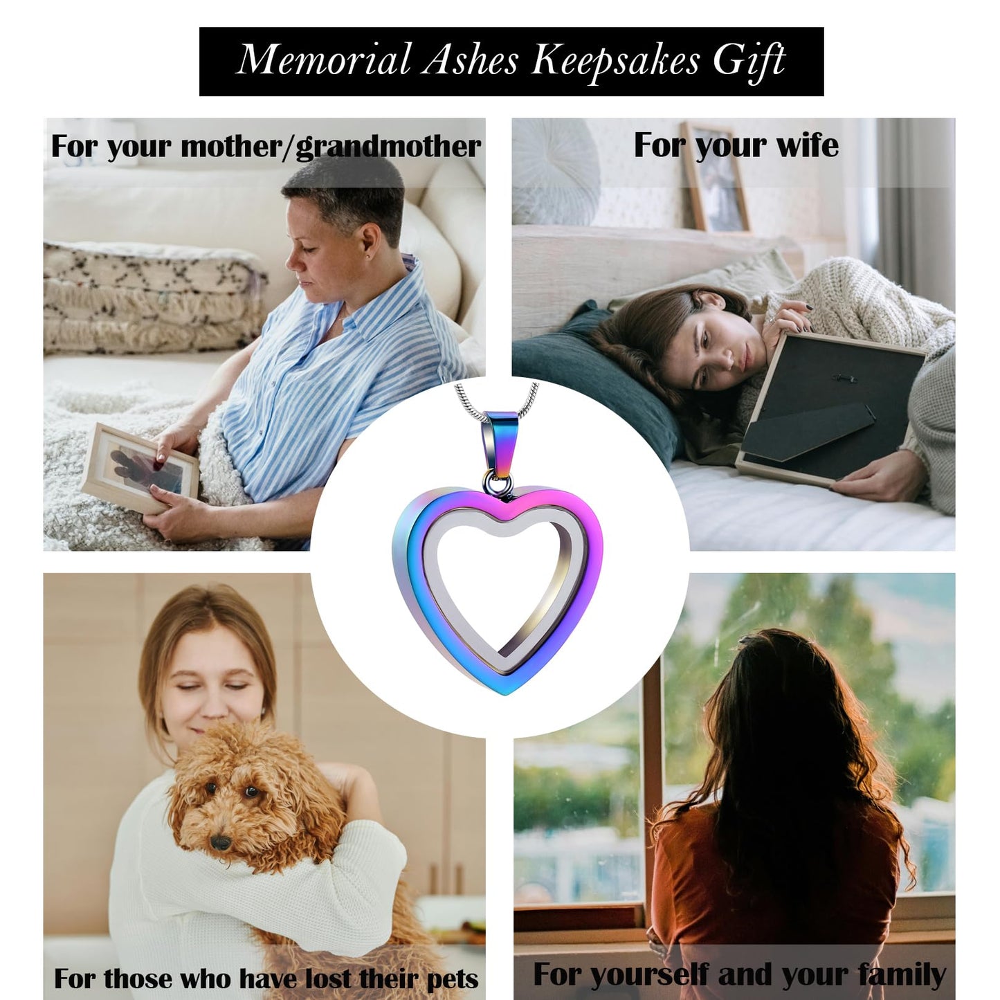 Glass Heart Cremation Urn Necklace – Memorial Keepsake Jewelry for Ashes