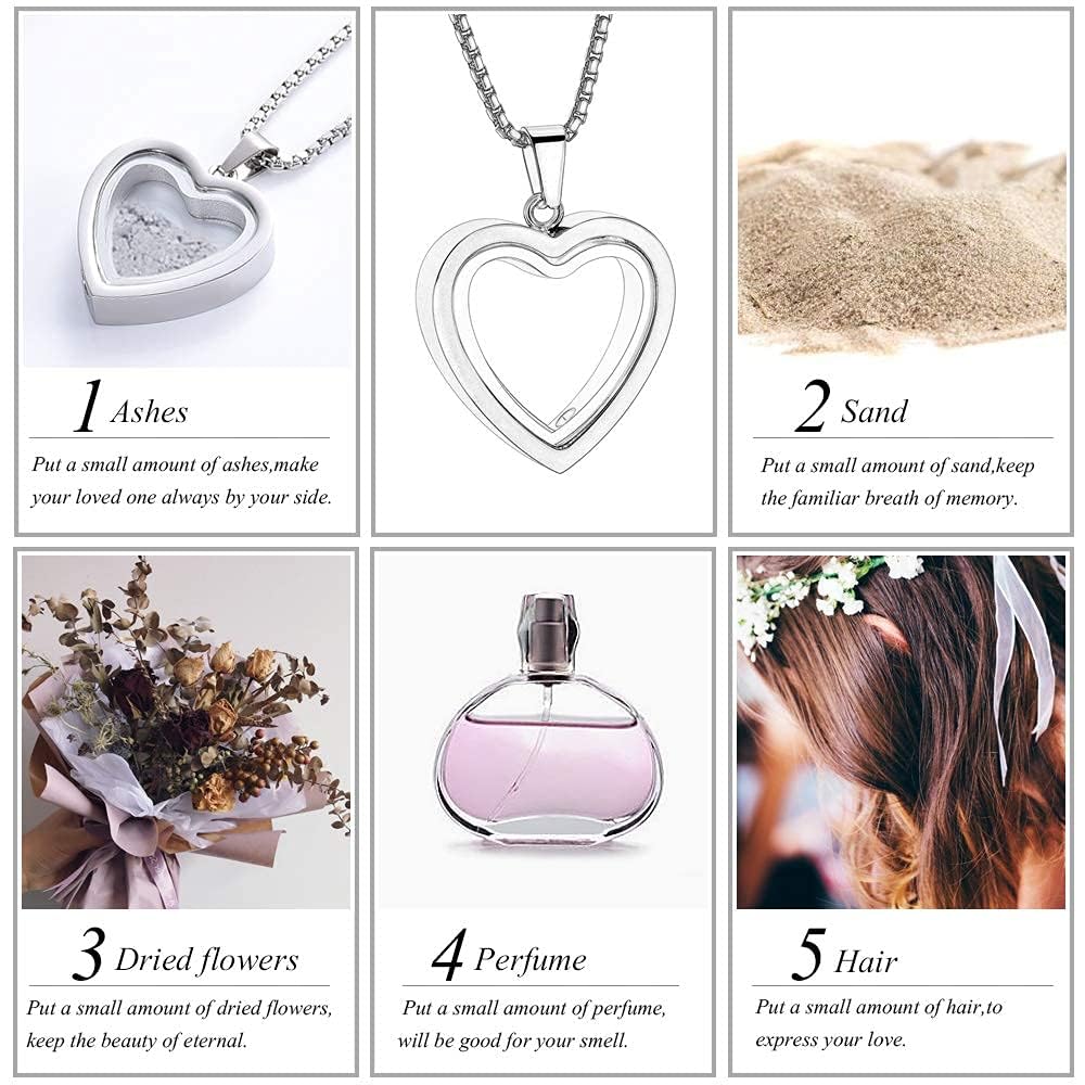 Glass Heart Cremation Urn Necklace – Memorial Keepsake Jewelry for Ashes