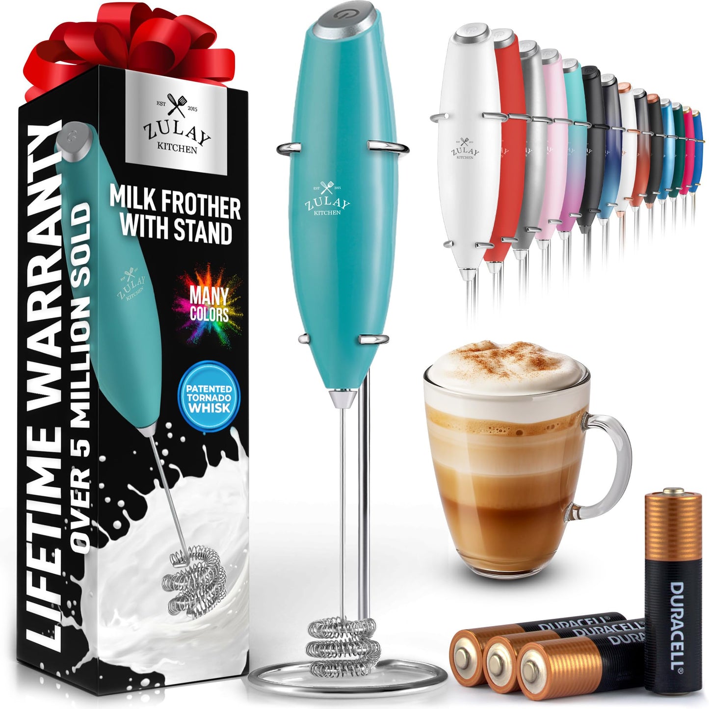 Zulay Milk Boss Frother Wand with Stand & Batteries