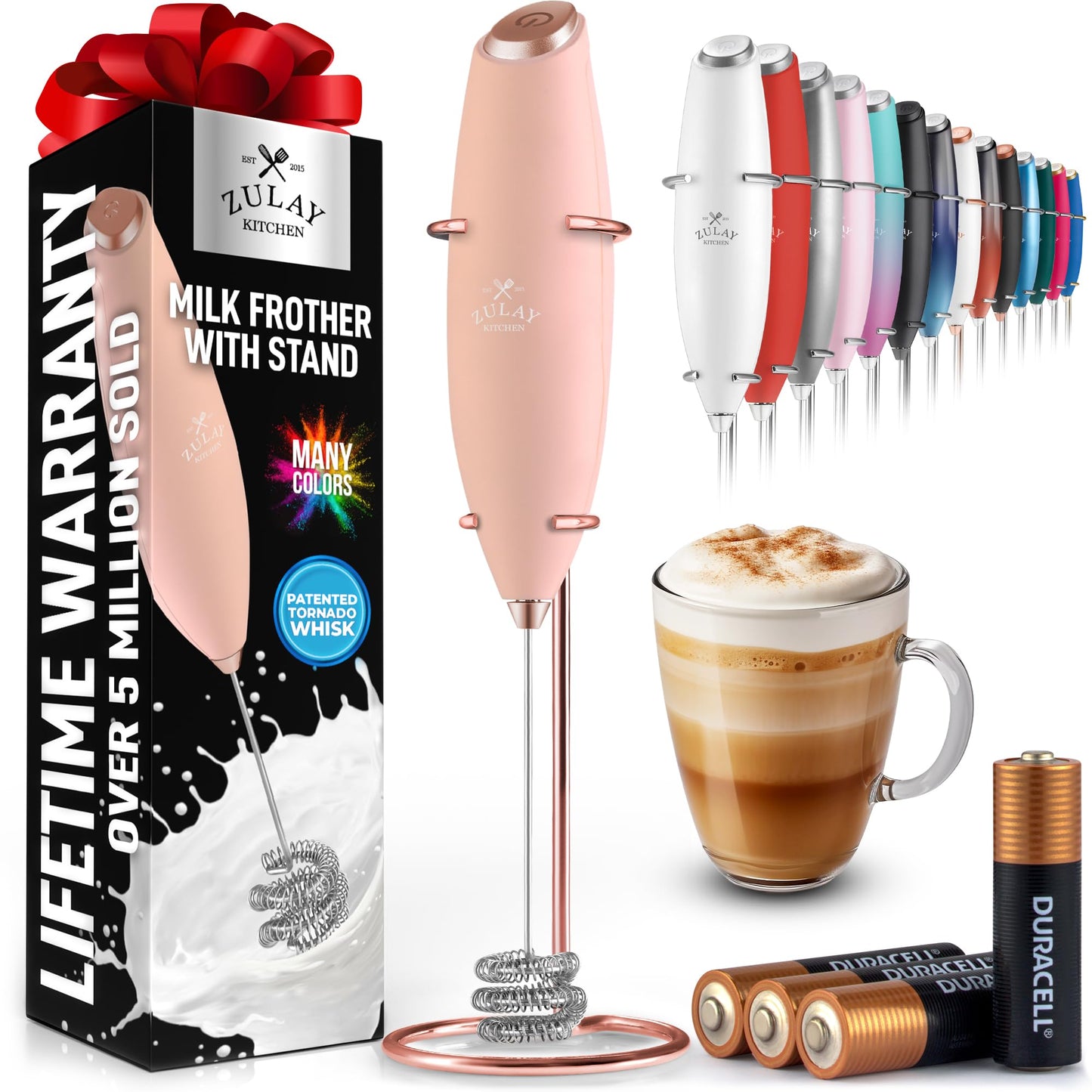 Zulay Milk Boss Frother Wand with Stand & Batteries