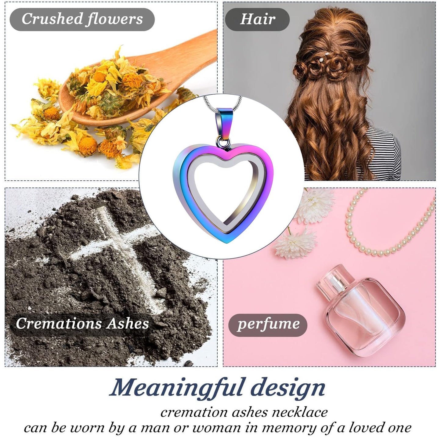 Glass Heart Cremation Urn Necklace – Memorial Keepsake Jewelry for Ashes