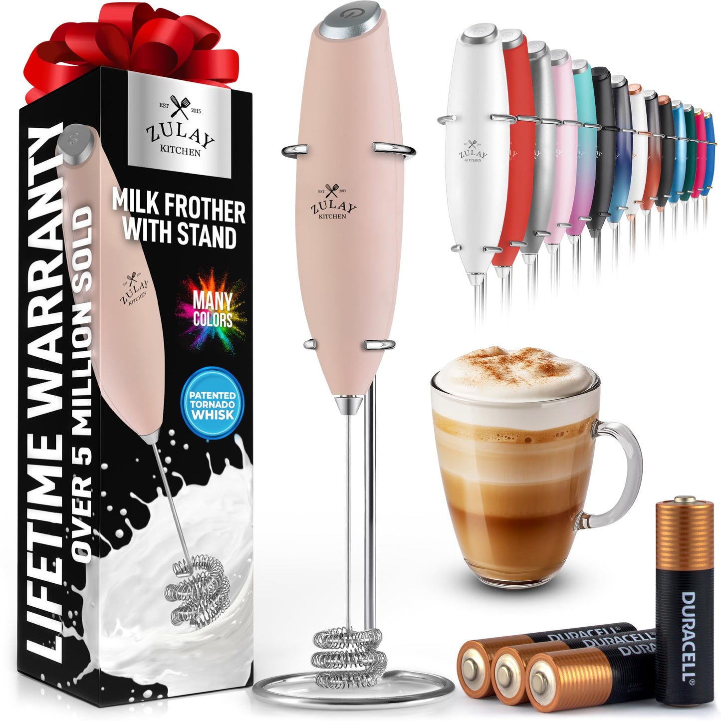 Zulay Milk Boss Frother Wand with Stand & Batteries