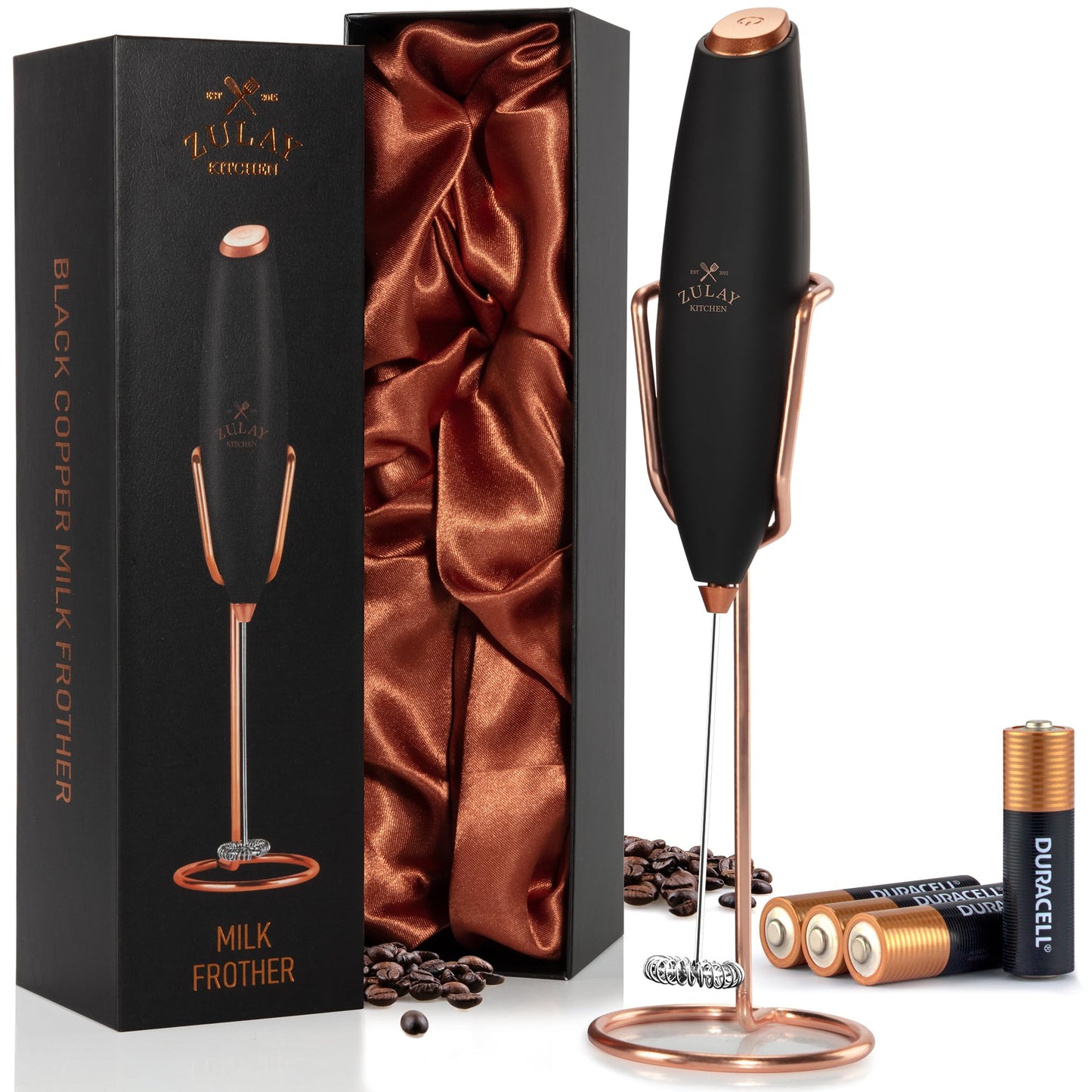 Zulay Milk Boss Frother Wand with Stand & Batteries