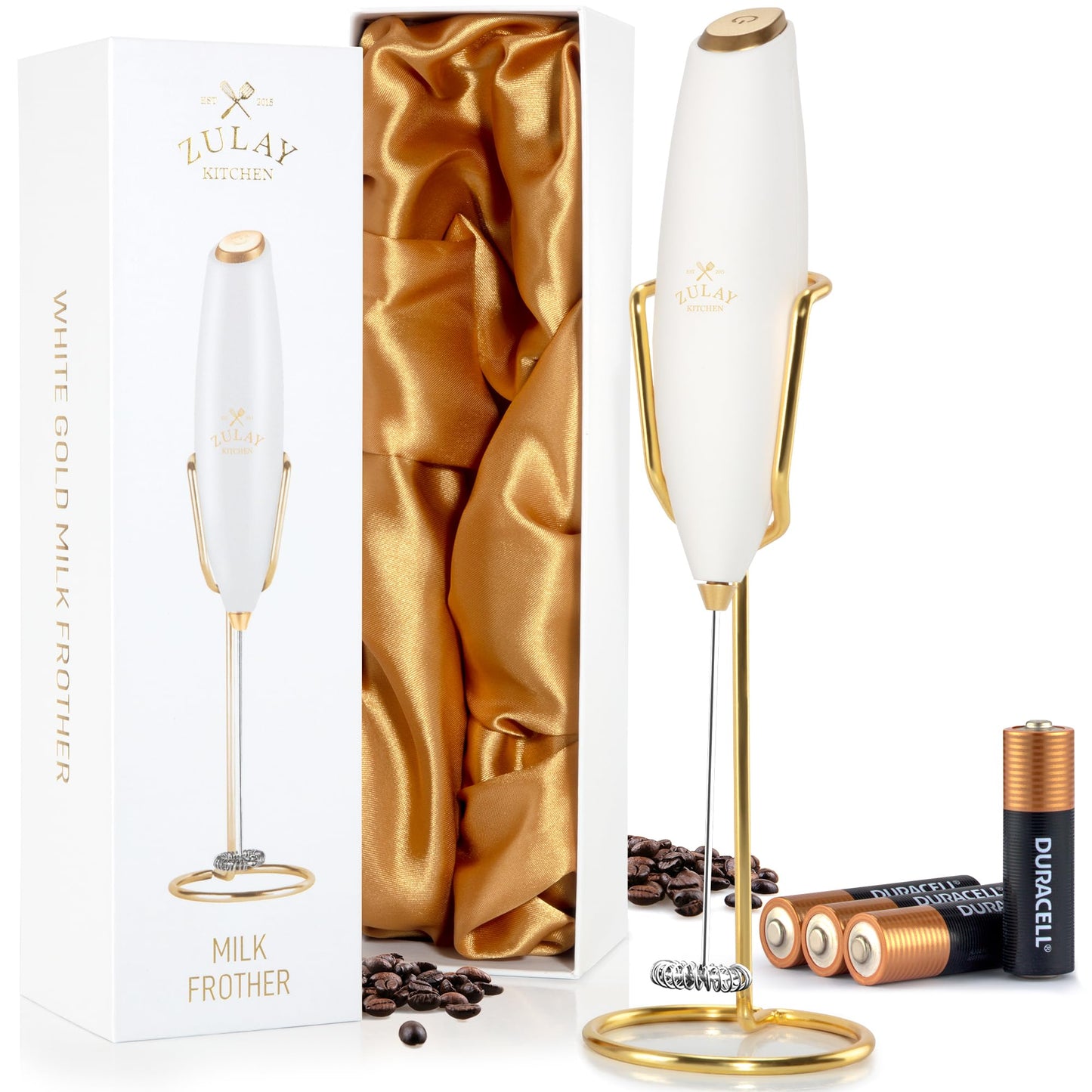 Zulay Milk Boss Frother Wand with Stand & Batteries