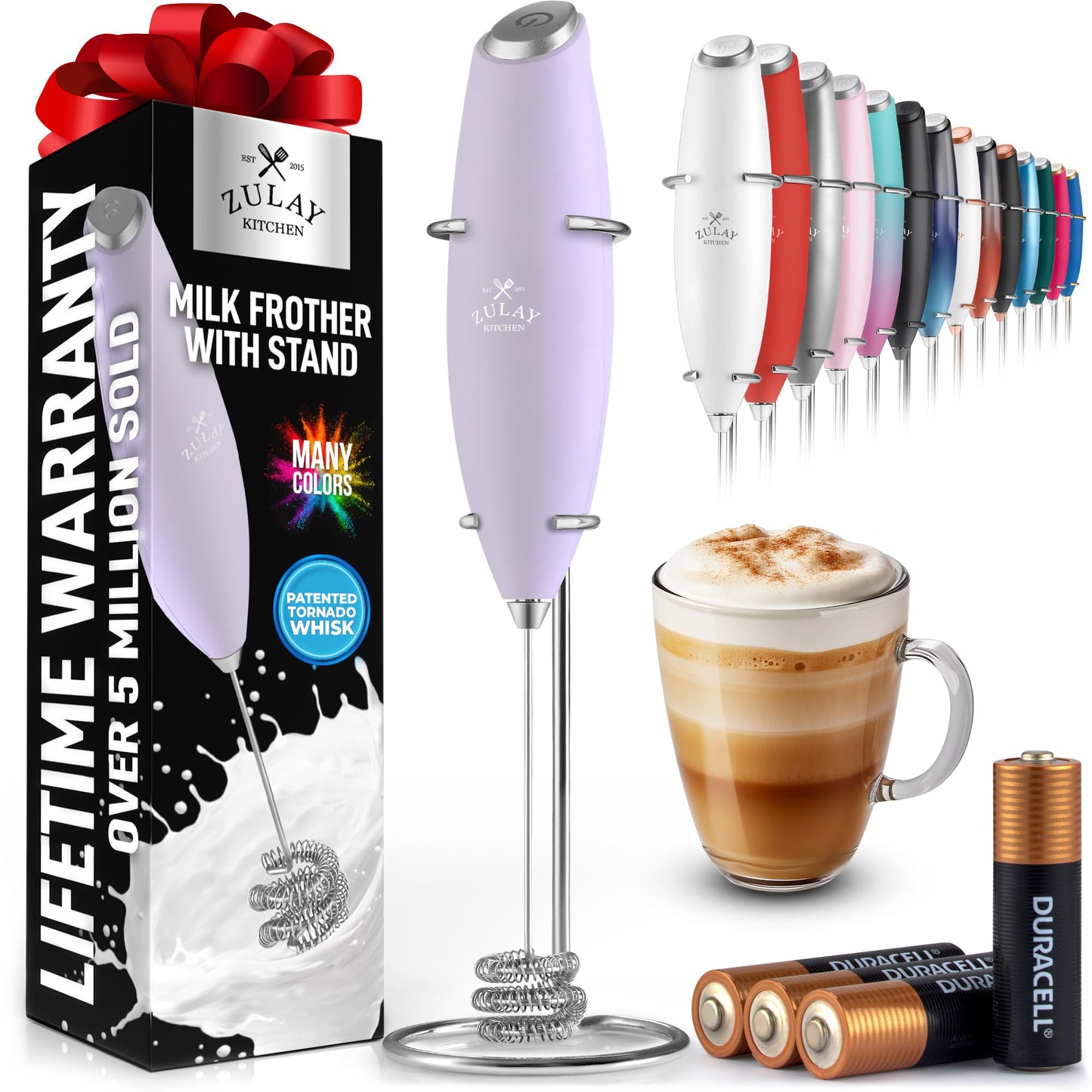 Zulay Milk Boss Frother Wand with Stand & Batteries