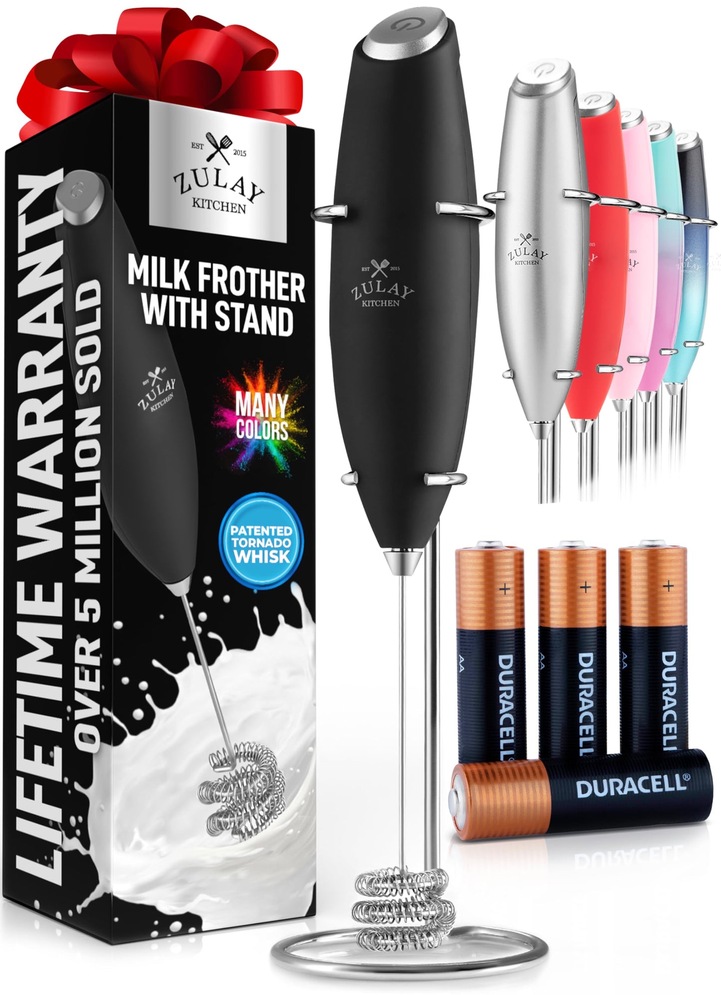 Zulay Milk Boss Frother Wand with Stand & Batteries