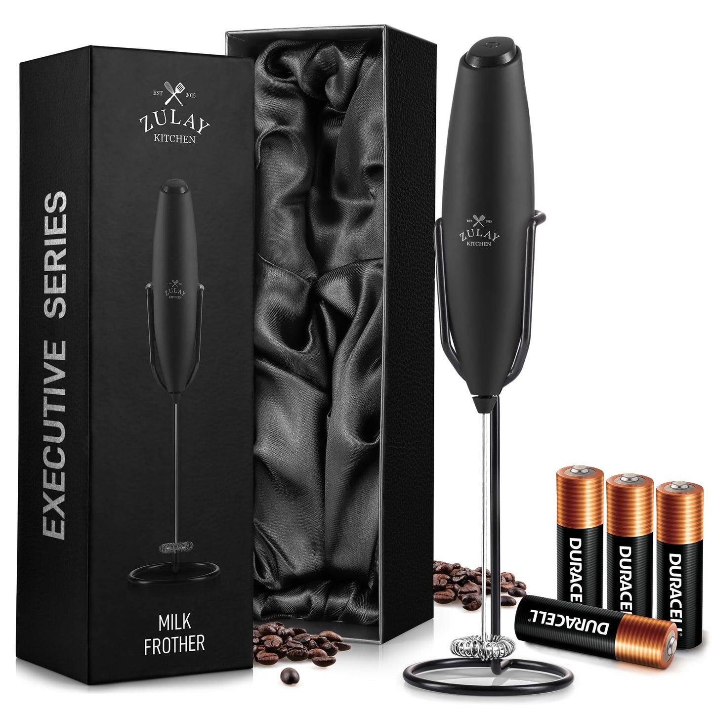 Zulay Milk Boss Frother Wand with Stand & Batteries
