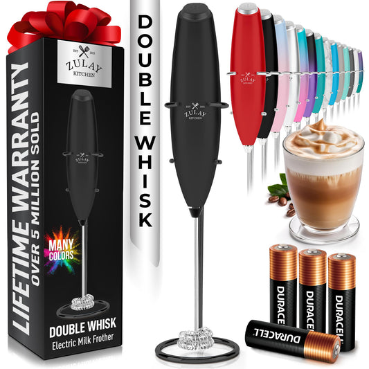 Zulay Milk Boss Frother Wand with Stand & Batteries