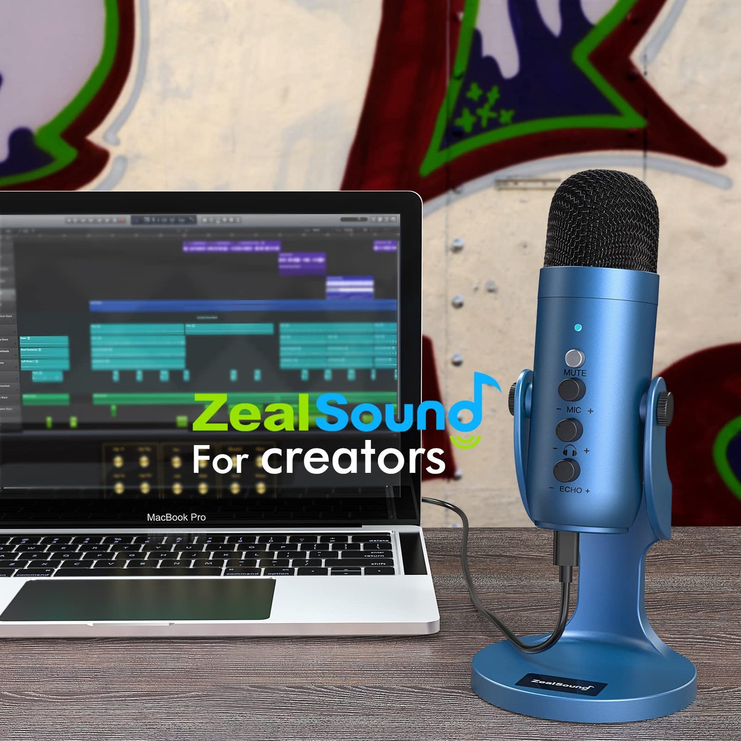 ZealSound Podcast Microphone for PC, Noise Cancellation USB Mic with Gain, Volume Adjustment & Mute Button, Monitoring & Echo, for YouTube, TikTok, Podcasting, Streaming, iPhone, iPad, Android, Mac