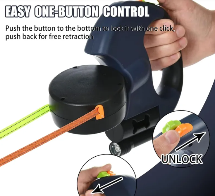 Dual Retractable Dog Leash – Walk Two Dogs at Once